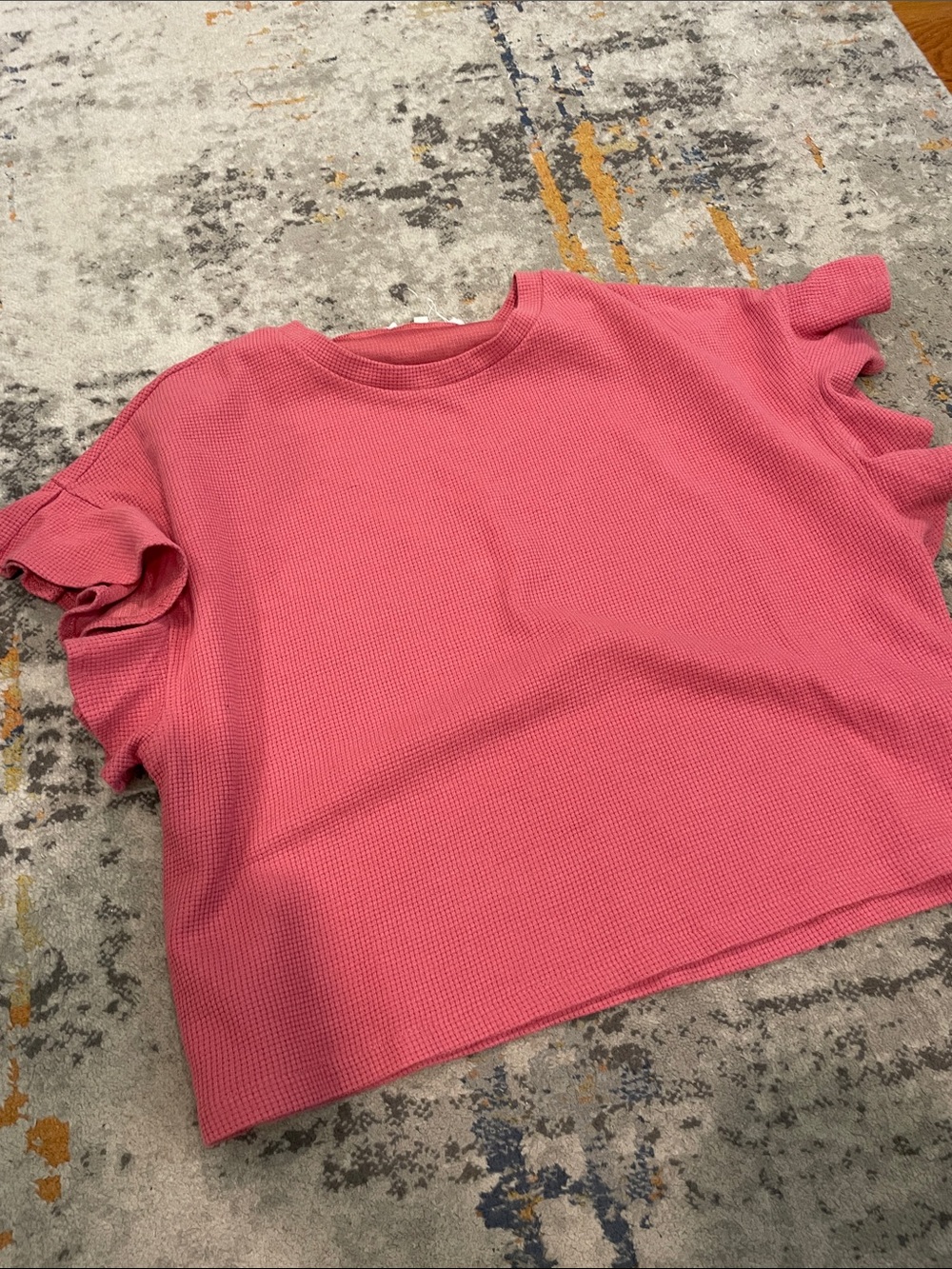 Pink Ruffle Sleeve Short Sleeve Tee - Picture 6 of 6